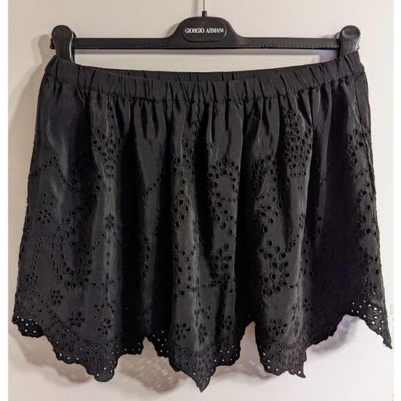 Ulla Johnson | Flo Silk Eyelet Mini Skirt in Raven - Picture 1 of 9